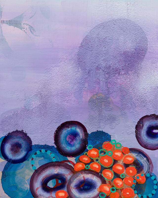 Mirror Ball, oil and glitter on panel, 10 x 8 inches, 2020 - Artwork by Sarah Lutz