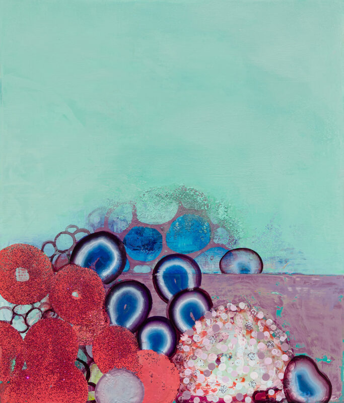 Rubus, oil and glitter on panel, 12 x 10.25 inches, 2020 - Artwork by Sarah Lutz