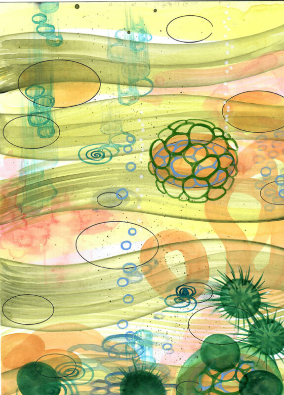 Agropoli, 12 x 9", ink and watercolor on paper, 2020, artwork by Sarah Lutz