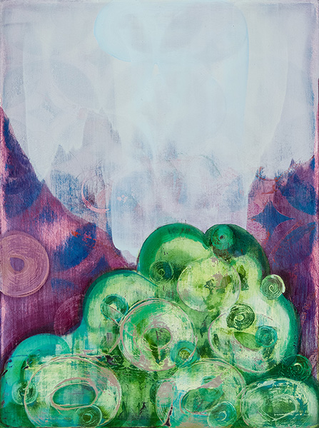 Alabaster, oil and spray paint on panel, 8 x 6 inches, 2021